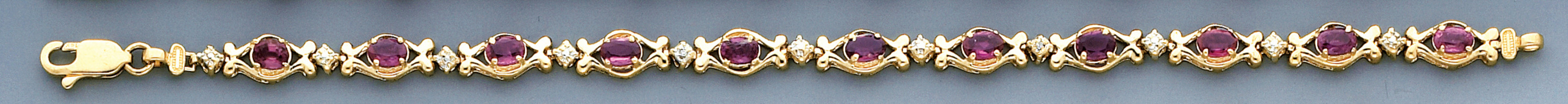 14k Yellow Gold 6.1mm Ruby Bracelet 7 Inches